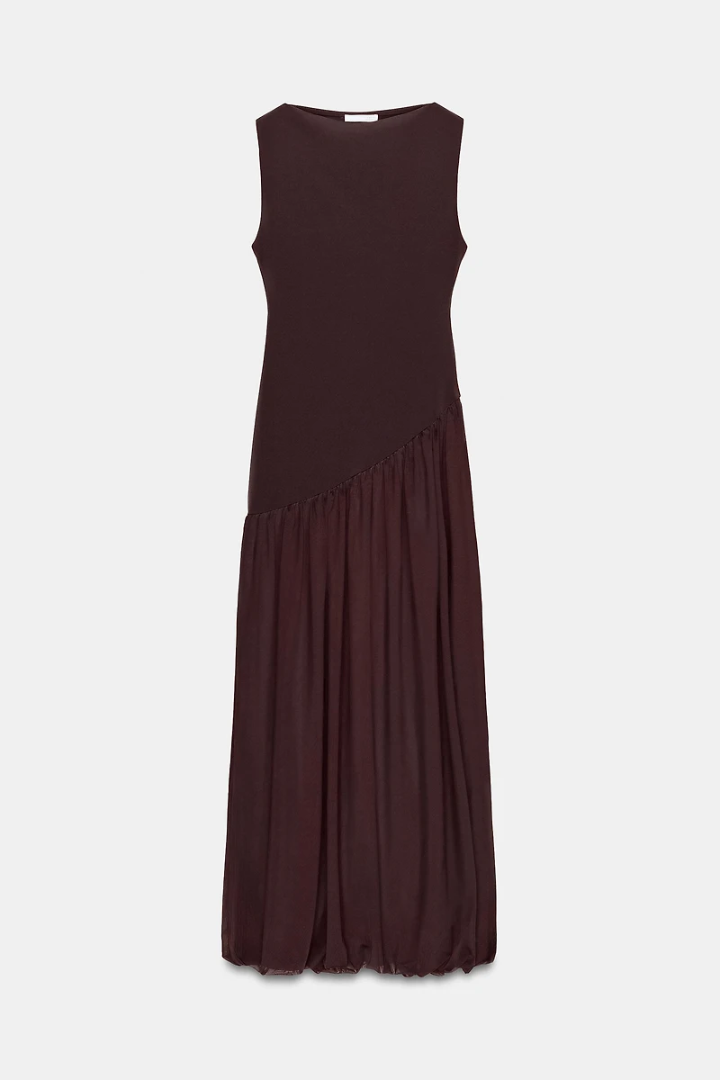 LONG COMBINATION TULLE DRESS