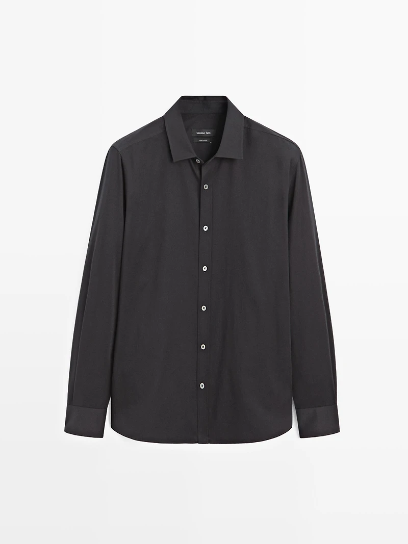 Regular fit cotton blend shirt