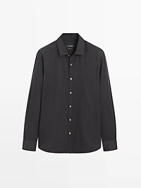 Regular fit cotton blend shirt