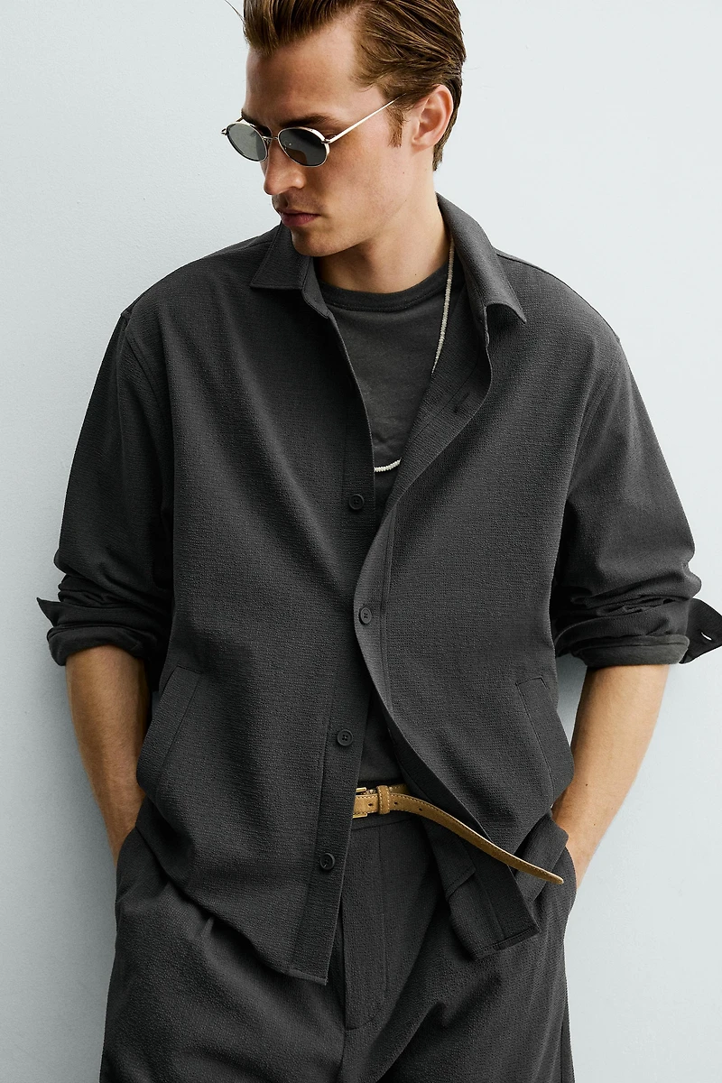 RELAXED FIT IRREGULAR TEXTURE OVERSHIRT