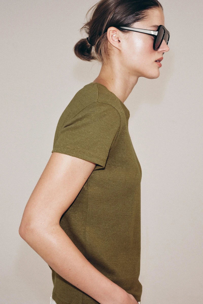 SHORT SLEEVE LINEN BLEND T-SHIRT