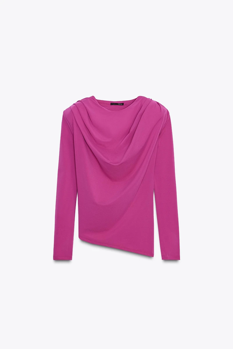 DRAPED SHOULDER PAD TOP