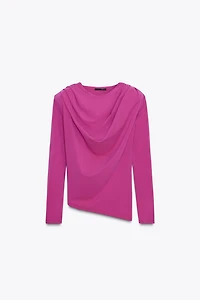 DRAPED SHOULDER PAD TOP