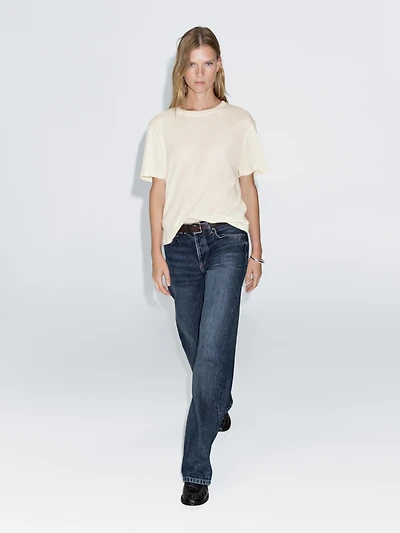 Short sleeve cotton blend T-shirt