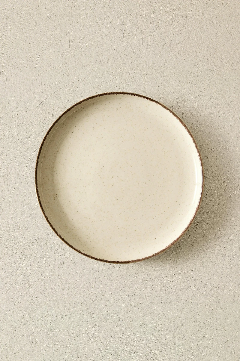 PORCELAIN DESSERT PLATE WITH ANTIQUE FINISH RIM