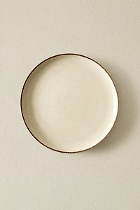 PORCELAIN DESSERT PLATE WITH ANTIQUE FINISH RIM