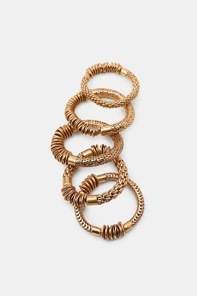 5-PACK OF ELASTIC METAL PIECE BRACELETS