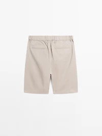 Cotton blend semi-jogger Bermuda shorts