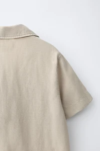 LINEN BLEND POCKET SHIRT