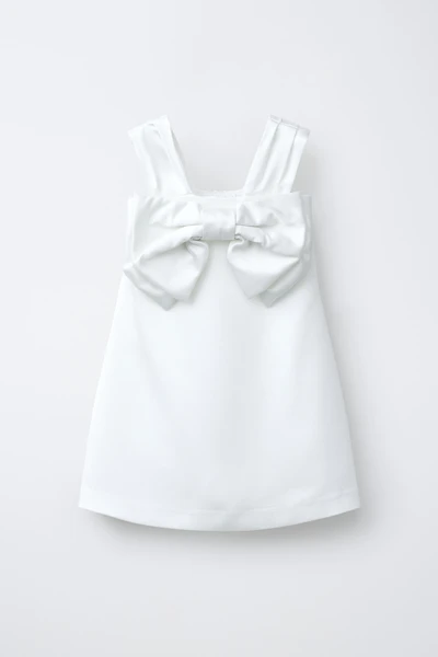 SATIN EFFECT BOW DRESS