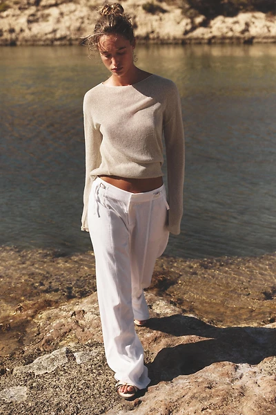 WIDE LEG LINEN BUCKLE PANTS