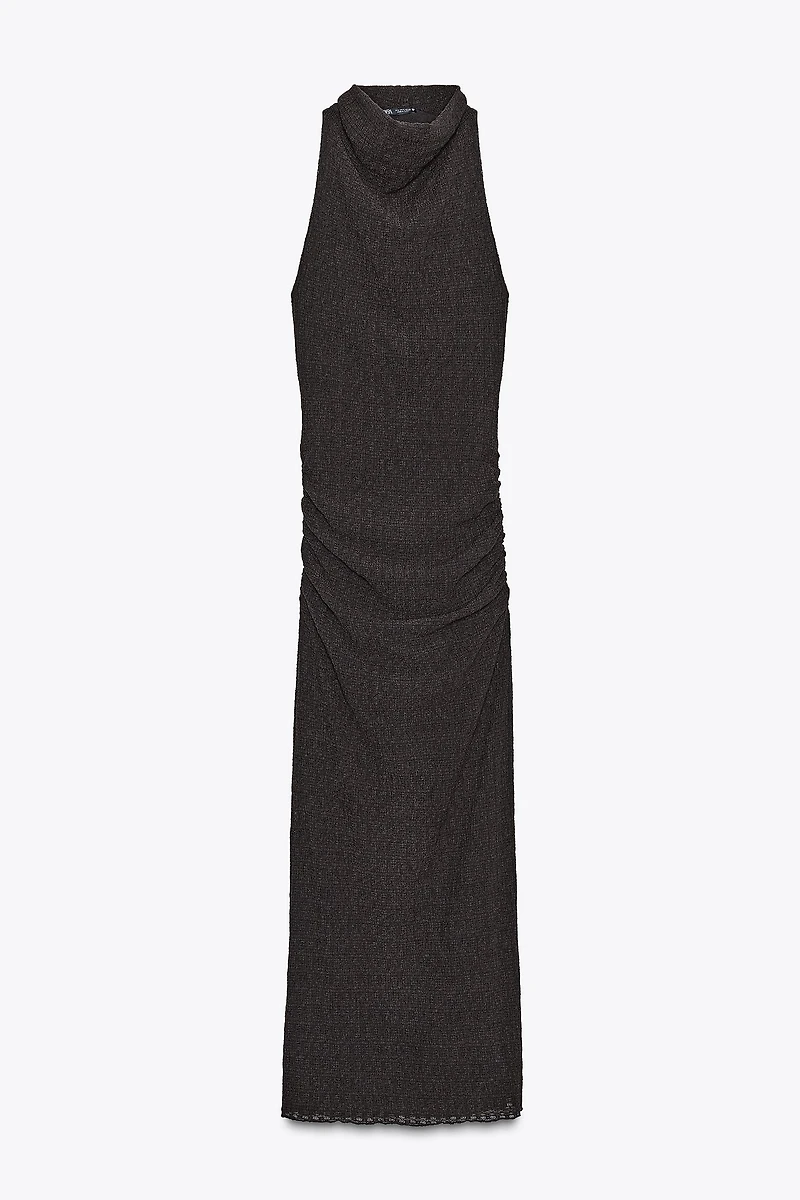 TEXTURED HALTER LONG DRESS