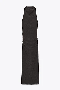 TEXTURED HALTER LONG DRESS