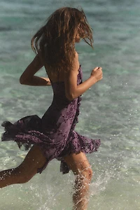 FLOCKED TULLE RUFFLE DRESS