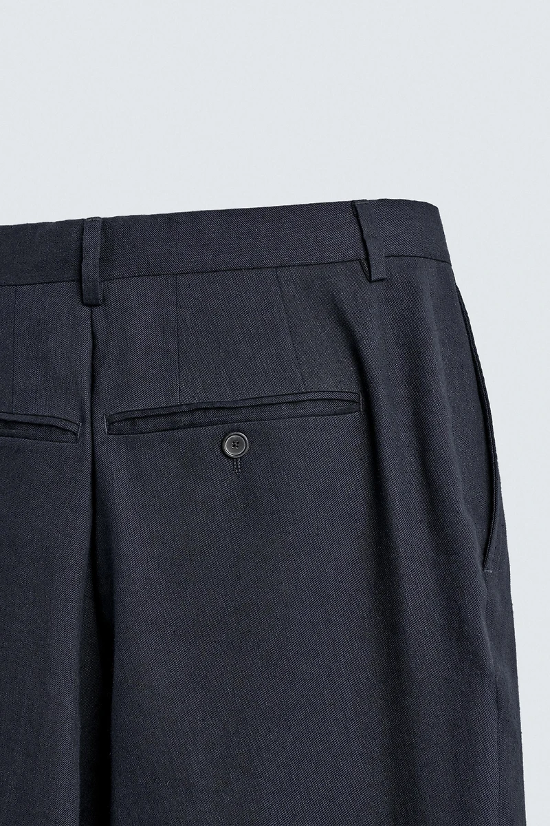 PANTALON PLISSÉ COUPE DÉCONTRACTÉE 100% LAINE