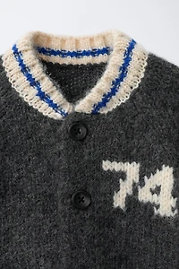 NUMBERED WOOL BLEND CARDIGAN