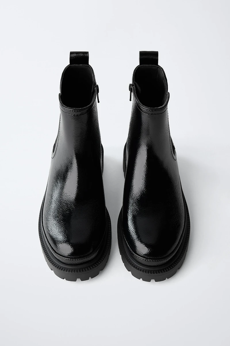 PATENT ANKLE BOOTS