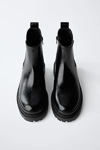 PATENT ANKLE BOOTS
