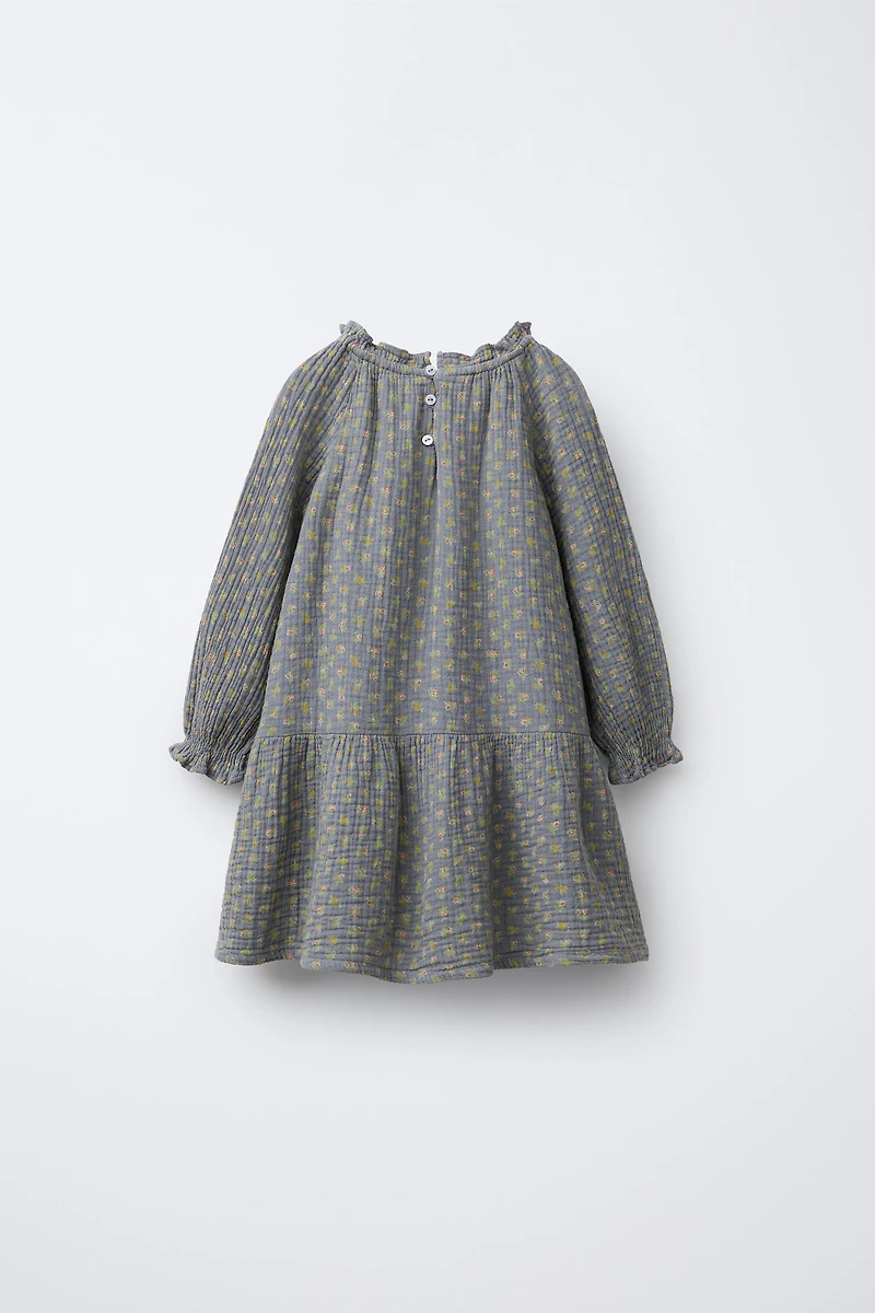 ROBE EN GAZE DE COTON À FLEURS