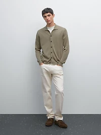 Cotton blend knit cardigan