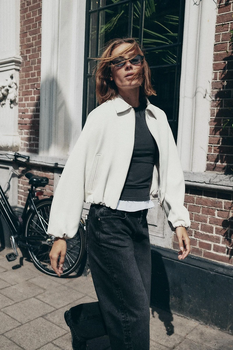 PUFFED ZIPPERED BOMBER JACKET