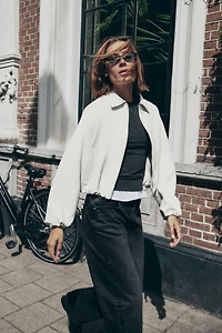 PUFFED ZIPPERED BOMBER JACKET