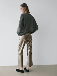Nappa leather metallic trousers