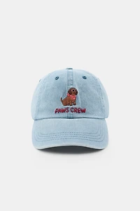 TEXT AND DOG DENIM CAP