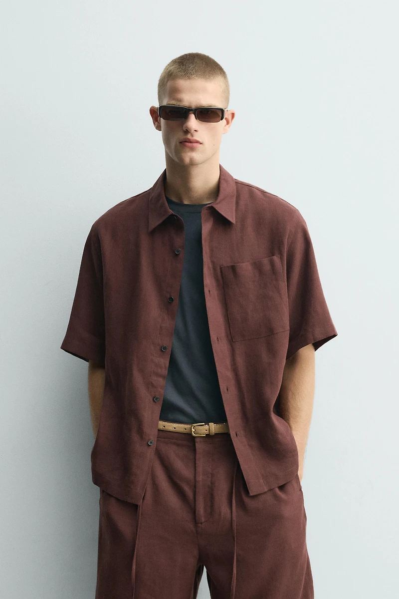 RELAXED FIT LINEN BLEND SHIRT