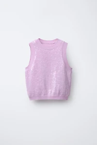 TOP EN MAILLE À SEQUINS