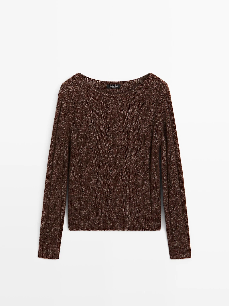 Cable-knit sweater with boat neck