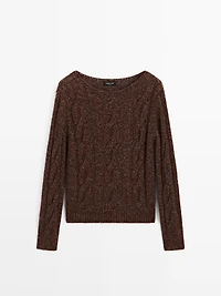Cable-knit sweater with boat neck