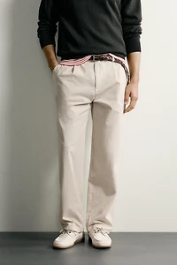 PLEATED STRAIGHT FIT CHINO PANTS