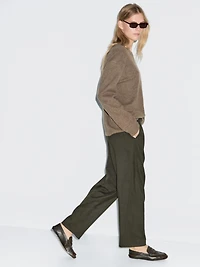 Wide-leg trousers with darts and elasticated waistband
