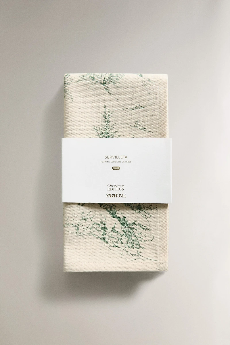 SET OF TOILE DE JOUY CHRISTMAS COTTON NAPKINS (SET OF 2)