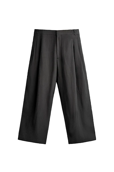 RELAXED FIT WIDE LEG SUIT PANTS