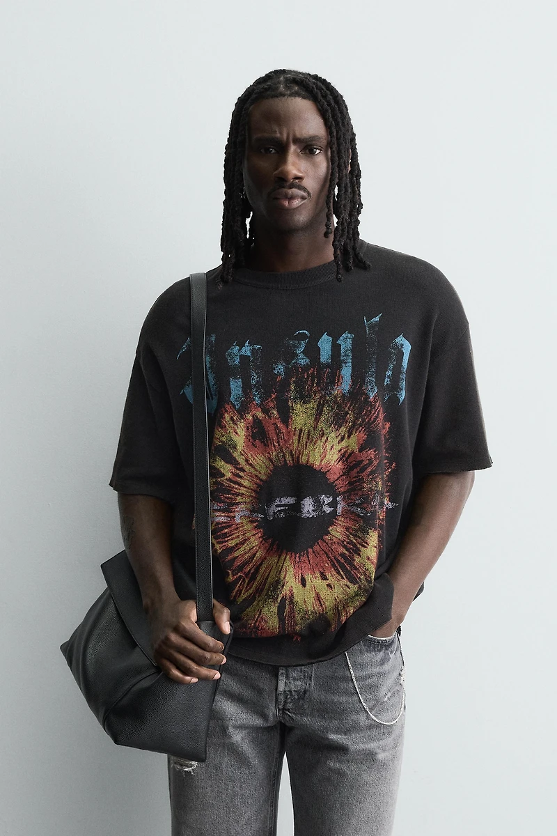 COMBINED PRINT KNIT T-SHIRT