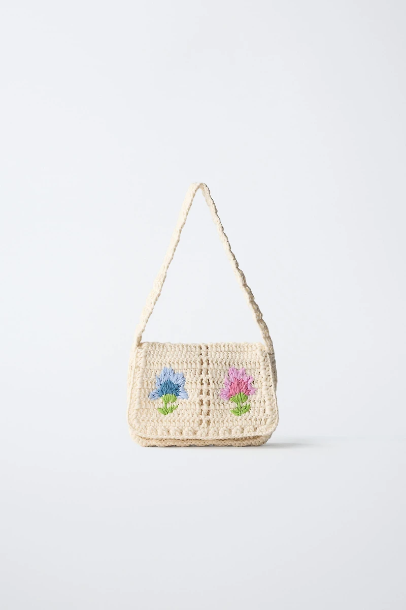FLORAL CROCHET CROSSBODY BAG