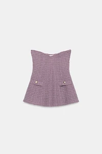 TEXTURED STRETCH BANDEAU TOP