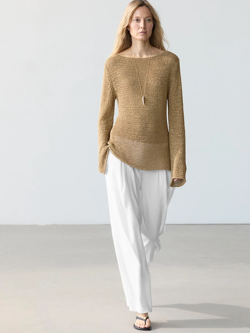 Flowing linen blend trousers