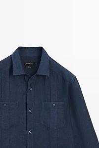 Regular fit 100% linen shirt with pockets