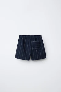 STRIPED LINEN COTTON SHORTS