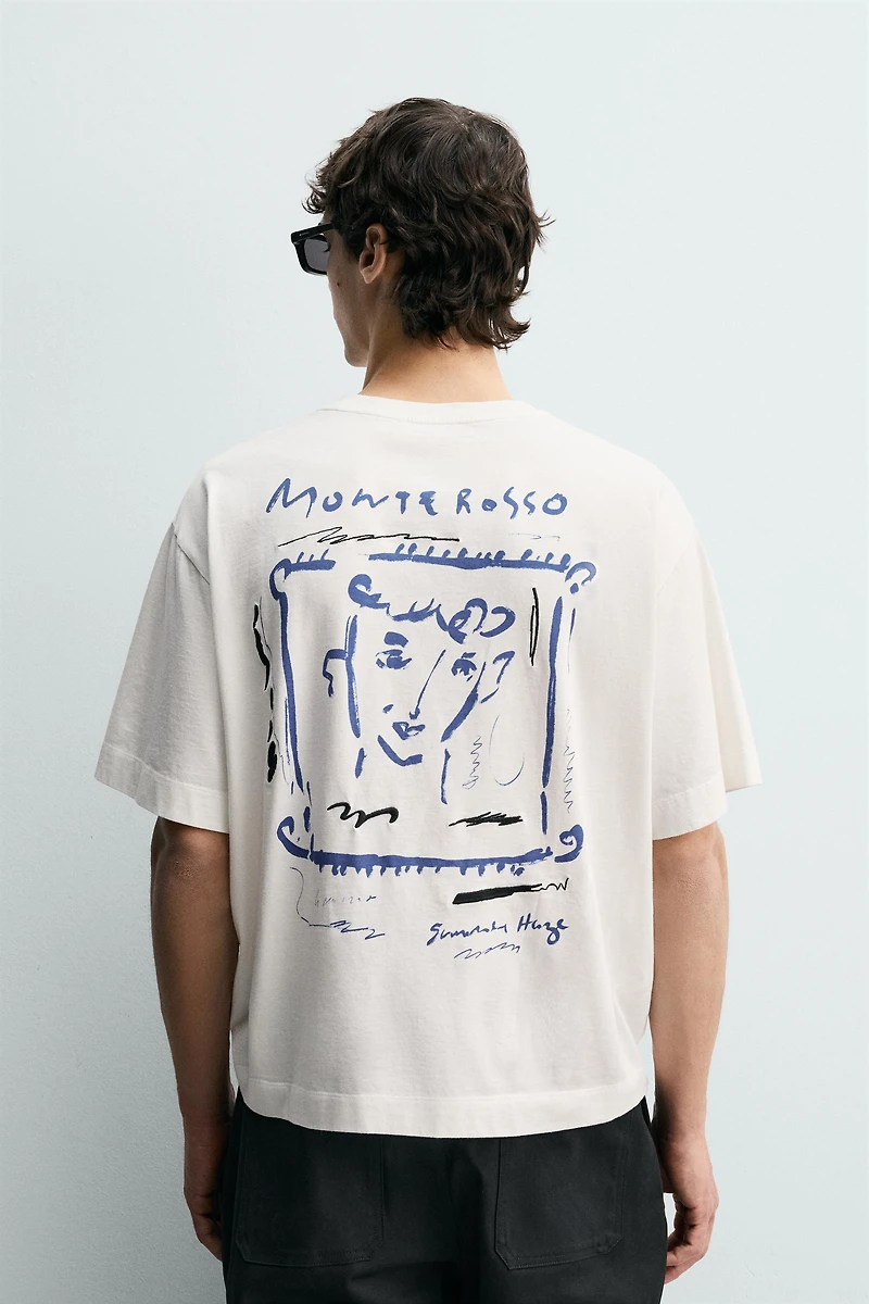 CONTRASTING PRINTS T-SHIRT