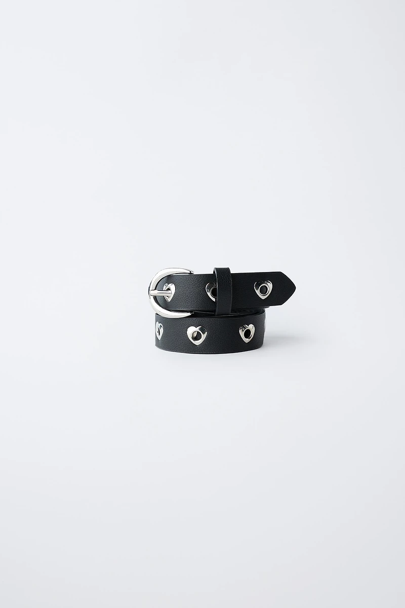 EYELET FAUX LEATHER BELT