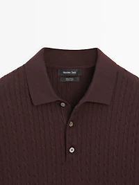 100% cotton cable-knit polo shirt