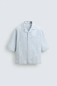 FLORAL EMBROIDERY RELAXED FIT SHIRT