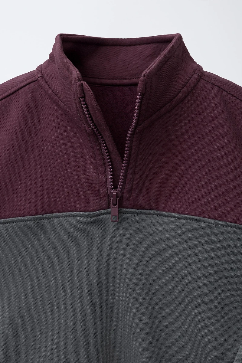 COLOR BLOCK ZIP SWEATSHIRT