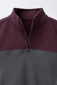 COLOR BLOCK ZIP SWEATSHIRT