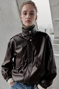 BLOUSON BOMBER EN MATIÈRE SYNTHÉTIQUE