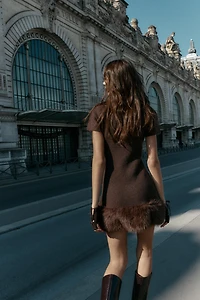 FAUX FUR KNIT DRESS